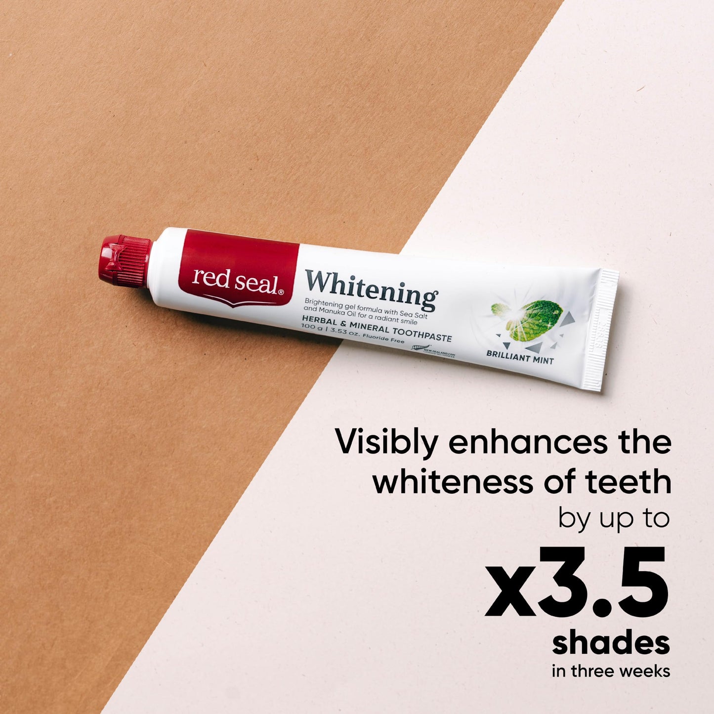 Red Seal Fluoride Free Whitening Toothpaste - Mint | Vegan, Cruelty-Free, NATRUE-Certified Natural Ingredients