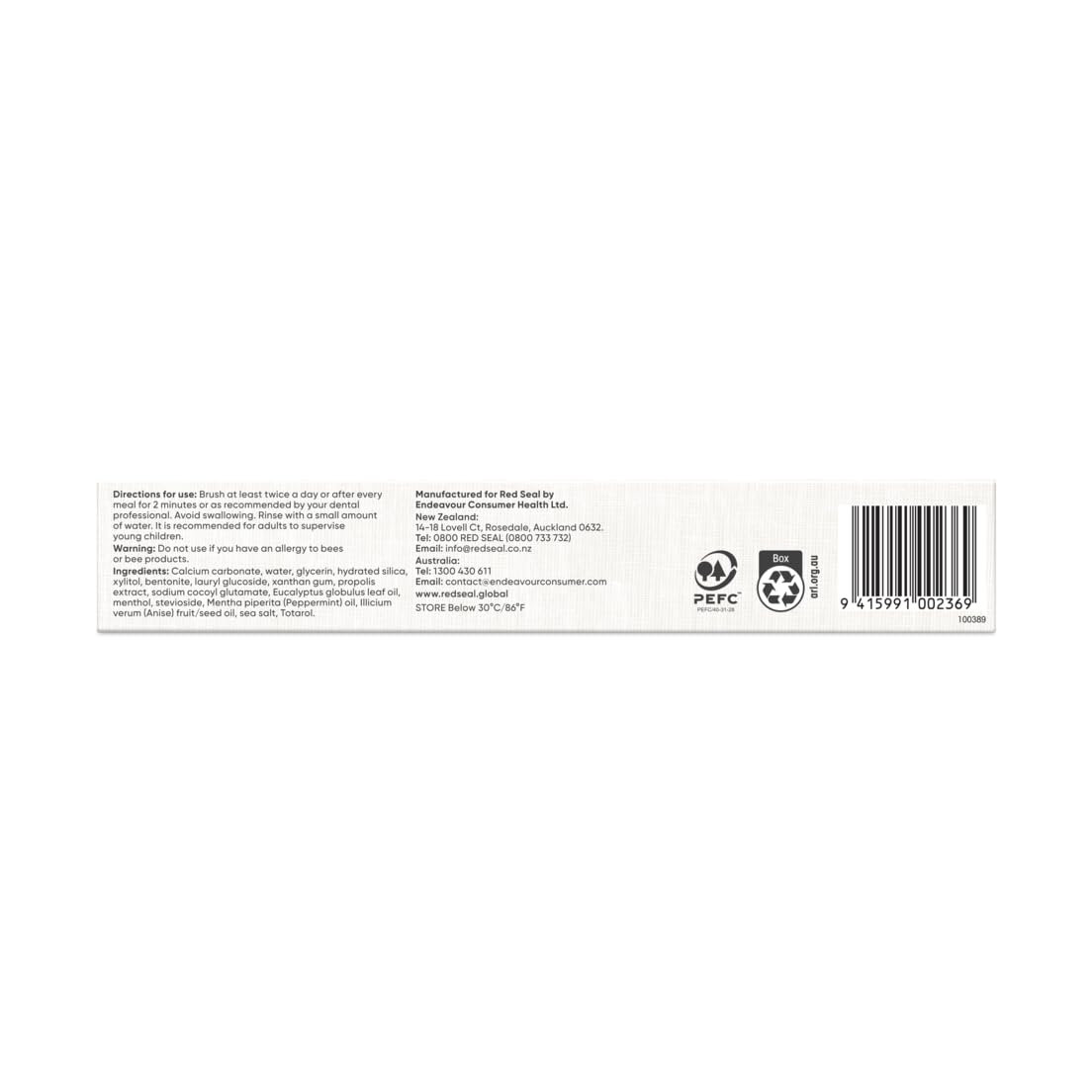 Red Seal Propolis Toothpaste – Fluoride-Free, Mild Mint, NATRUE