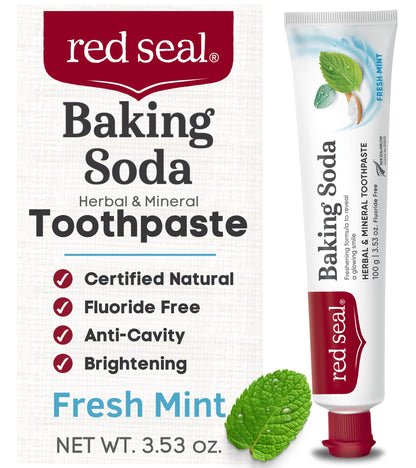 Red Seal Fluoride Free Toothpaste – Baking Soda, Vegan & Cruelty-Free