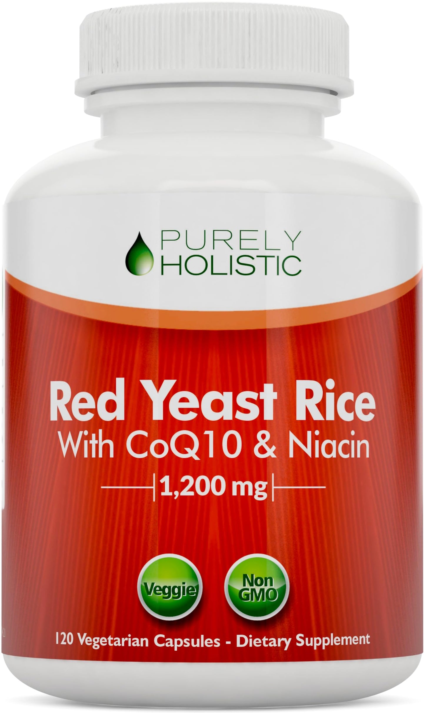 Red Yeast Rice 1200mg with CoQ10 & Niacin – 120 Vegetarian Capsules | Healthy Heart Formula