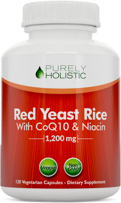 Red Yeast Rice 1200mg with CoQ10 & Niacin – 120 Vegetarian Capsules | Healthy Heart Formula
