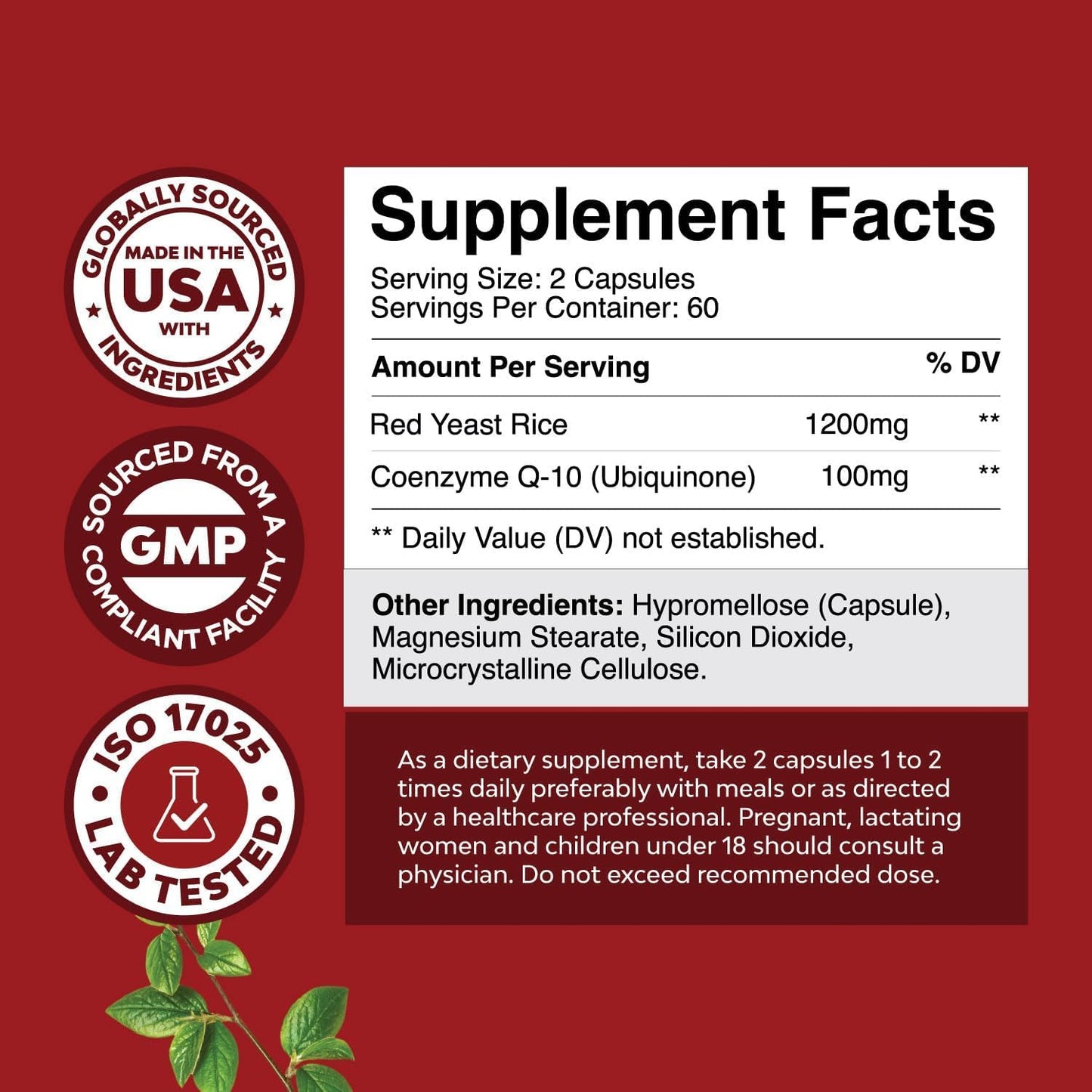 Red Yeast Rice 1200 mg with CoQ10 – Heart & Cholesterol Support