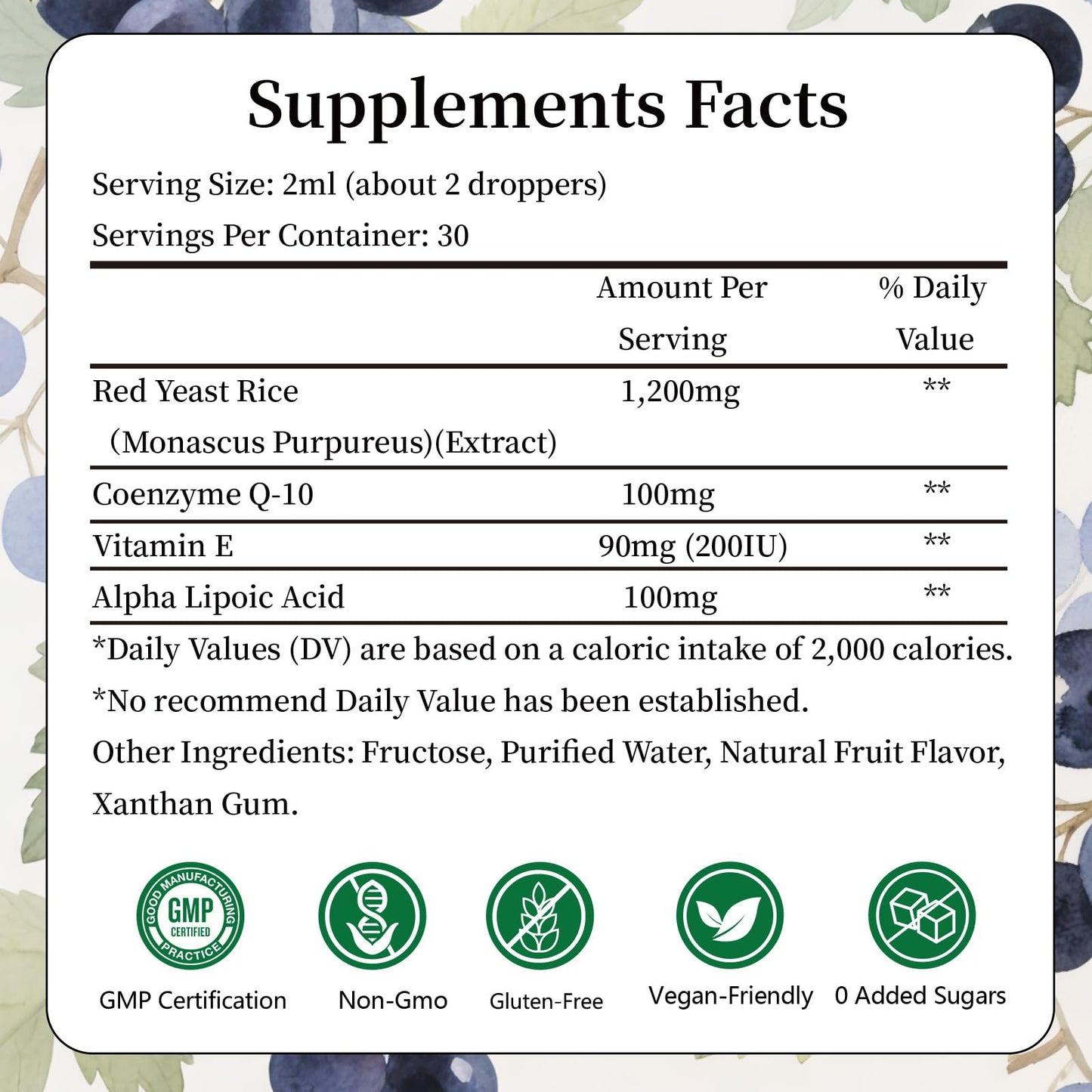 llEltruiom Red Yeast Rice with CoQ10 Drops - 1200mg, Alpha Lipoic Acid, 2 oz, Citrinin Free