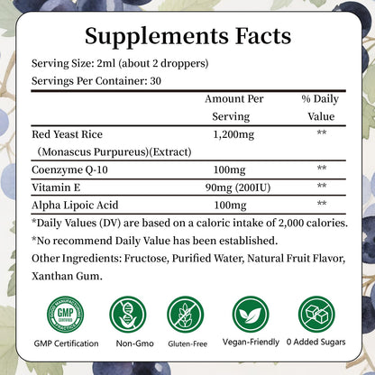 llEltruiom Red Yeast Rice with CoQ10 Drops - 1200mg, Alpha Lipoic Acid, 2 oz, Citrinin Free