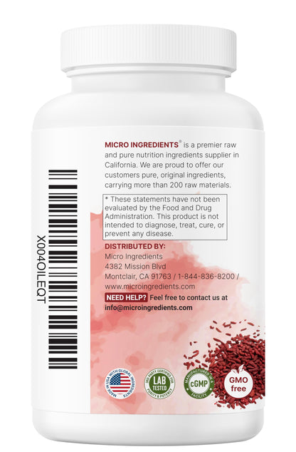 Red Yeast Rice 1,200mg + CoQ10 100mg | 240 Veggie Capsules | 4-in-1 Niacin & Vitamin C for Heart Health