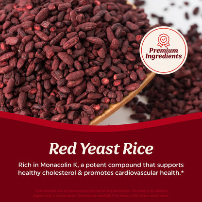 Red Yeast Rice 1200mg with CoQ10 & Omega-3 – Heart Health Support (90 Ct)