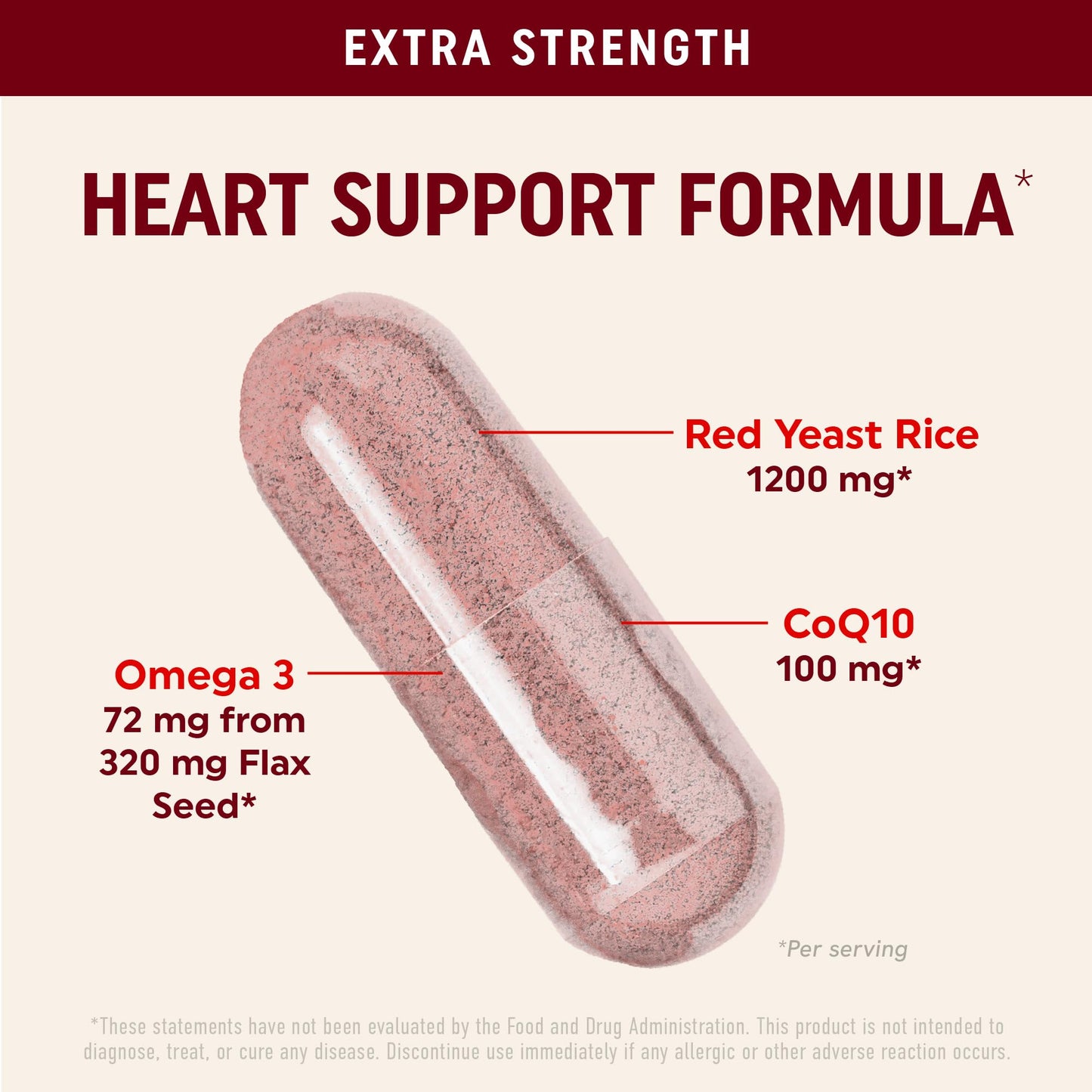 Red Yeast Rice 1200mg with CoQ10 & Omega-3 – Heart Health Support (90 Ct)
