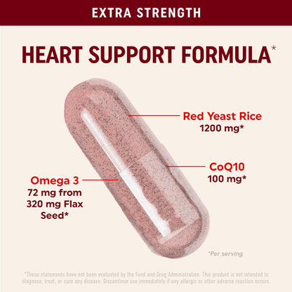 Red Yeast Rice 1200mg with CoQ10 & Omega-3 – Heart Health Support (90 Ct)