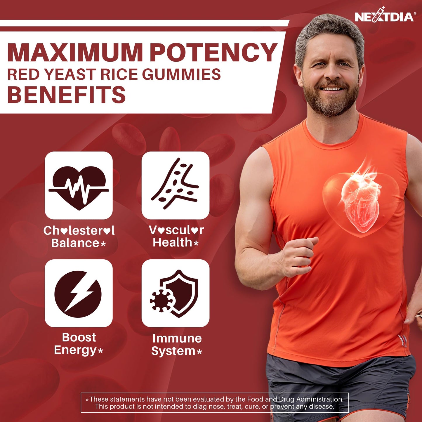 Red Yeast Rice Gummies 2400mg CoQ10 – Sugar-Free Vegan 60 Count | Cholesterol & Vascular Health