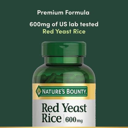 Nature's Bounty Red Yeast Rice 600mg - 250 Capsules | Non-GMO, Gluten Free