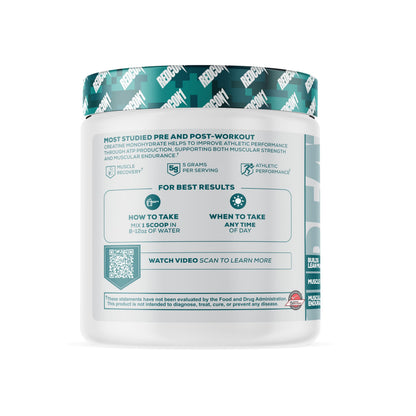REDCON1 Creatine Monohydrate | Keto Friendly & Vegan Pre & Post Workout | Creatine Powder - 60 Servings