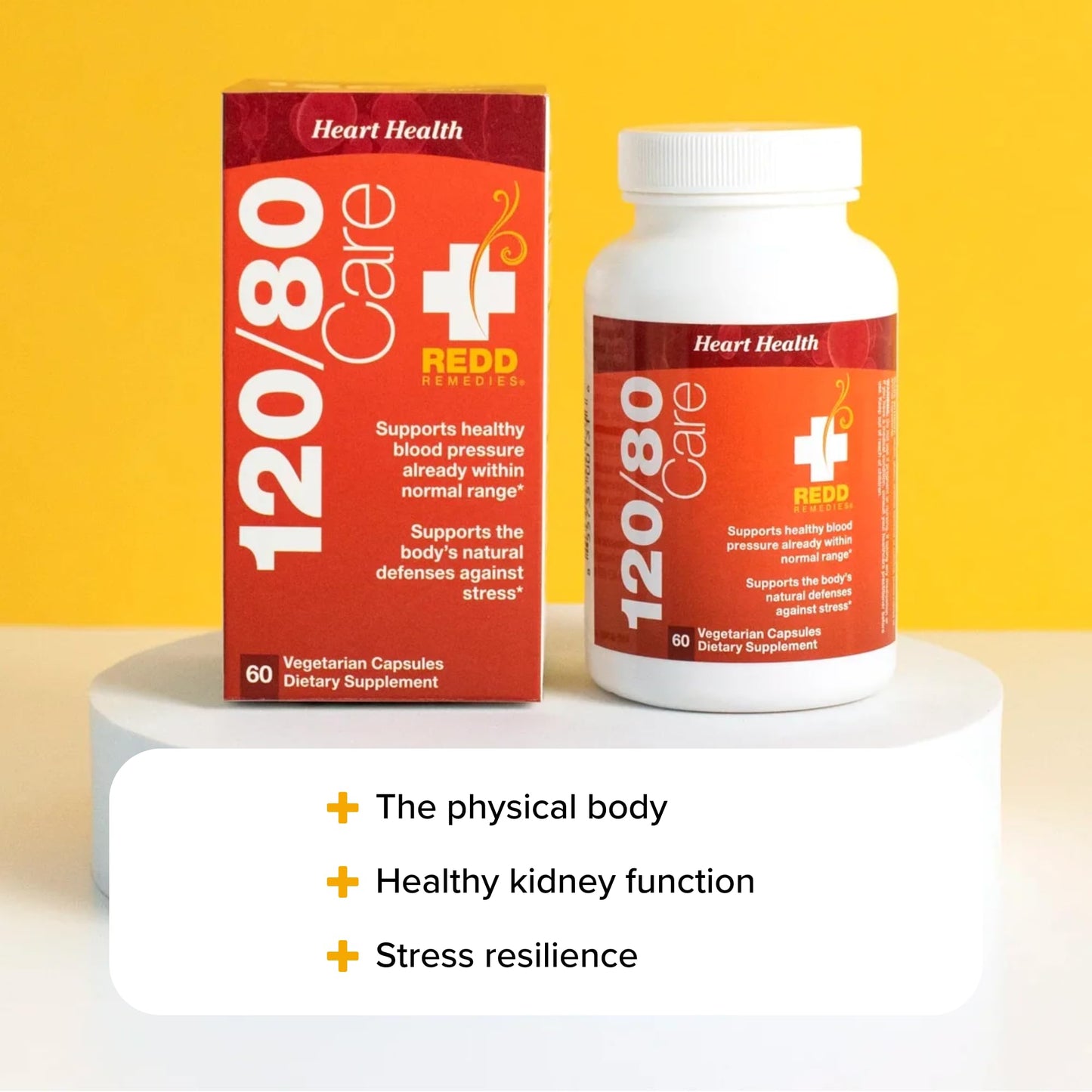 Redd Remedies 120/80 Care – Heart Health & Natural Blood Pressure Support, 60 Vegan Capsules