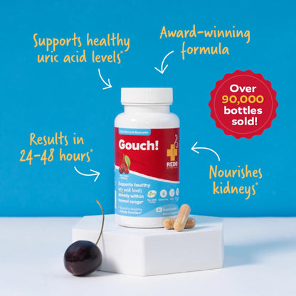 Redd Remedies Gouch! | Joint Support, Uric Acid & Inflammation | Tart Cherry & Quercetin | 60 Vegan Capsules