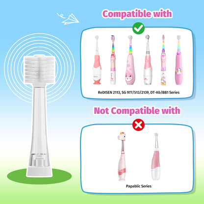 ReDISEN Kids Electric Toothbrush Heads – 360° All-Angle Cleaning, 10000+ Bristles (RD-2113/ SG-977) Pack of 2