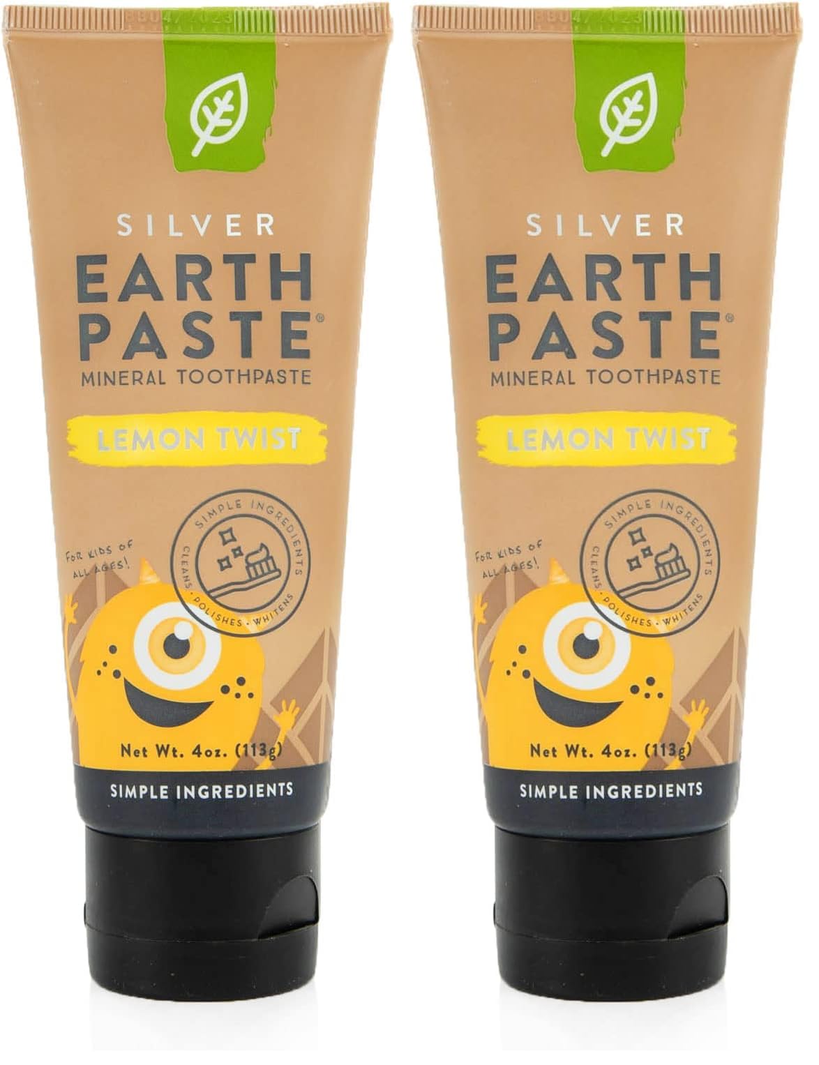 Redmond Earthpaste with Silver – Lemon Twist Natural Non-Fluoride Toothpaste (4 oz) Pack of 2