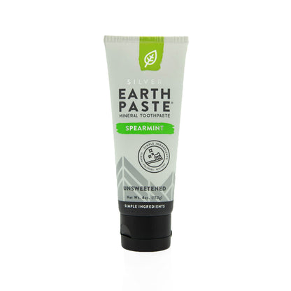 Redmond Earthpaste with Silver – Natural Non-Fluoride Toothpaste, 4 oz Tube (Unsweetened Spearmint)