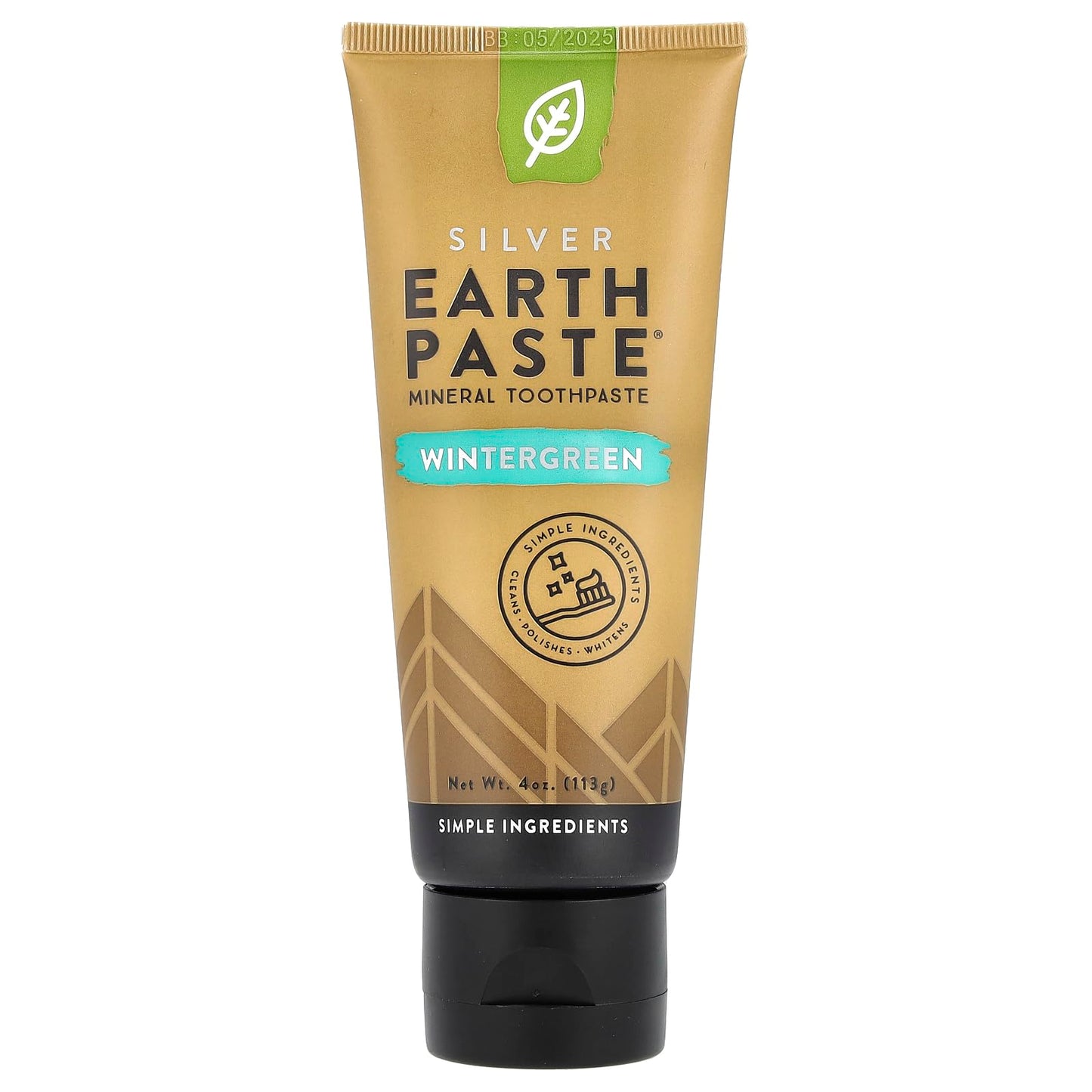 REDMOND Earthpaste Wintergreen – All Natural, Fluoride-Free, Vegan, Non-GMO Toothpaste (4 oz x 3)