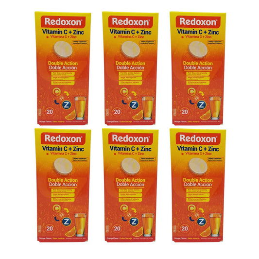 Redoxon Orange Vitamin C with Zinc | Effervescent Tablets, 20 Count (6 Pack) BritishVita | Premium UK Vitamins & Wellness Supplements