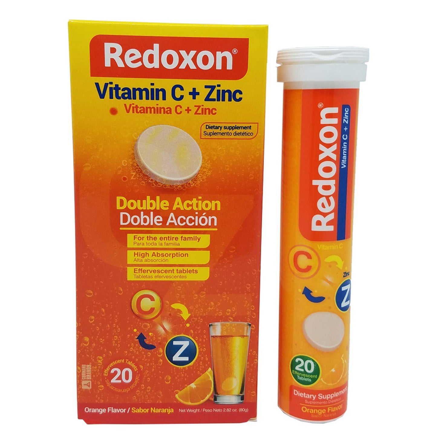 Redoxon Orange Vitamin C with Zinc | Effervescent Tablets, 20 Count (6 Pack)
