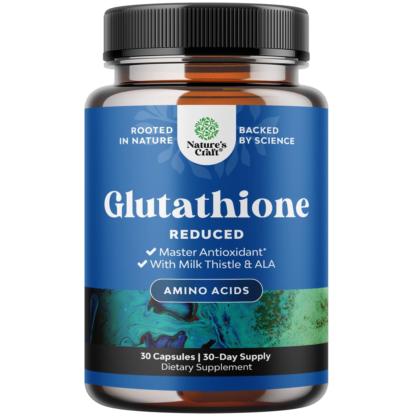 Reduced Glutathione 500 mg with Milk Thistle & ALA – 30 Count