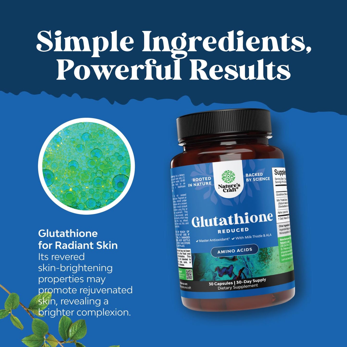 Reduced Glutathione 500 mg with Milk Thistle & ALA – 30 Count