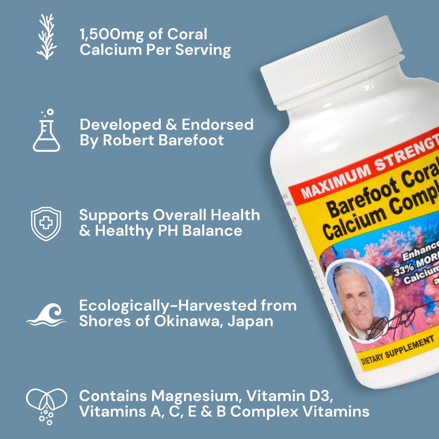 Barefoot Coral Calcium Complete 1500mg – 90 Capsules | Calcium, Magnesium & Vitamin D3