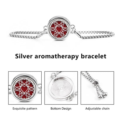 Essential Oil Diffuser Bracelet Aromatherapy Locket – Adjustable 316L Stainless Steel Heart | 10 Refill Pads