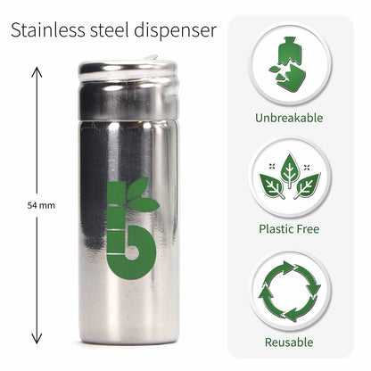 Vegan Dental Floss | Refillable Stainless Steel Dispenser | Zero Waste Mint 55 Yards | Bambaw
