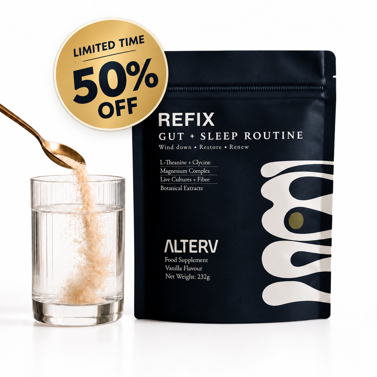 REFIX Natural Sleep Aid for Gut Health | Evening Formula Alterv Health