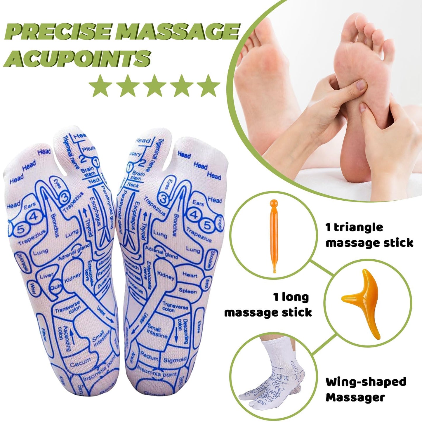 Reflexology Socks – Acupressure & Massage Tools (Large) for Fatigue Relief & Circulation