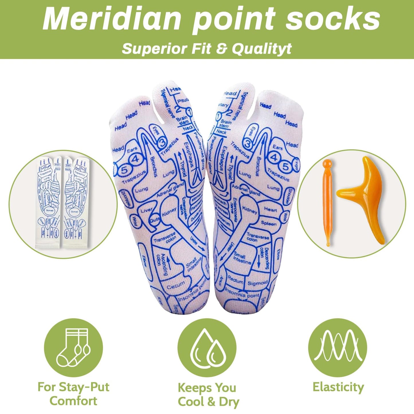 Reflexology Socks with Massage Tool – Acupressure Socks for Fatigue Relief & Circulation (Small Size)