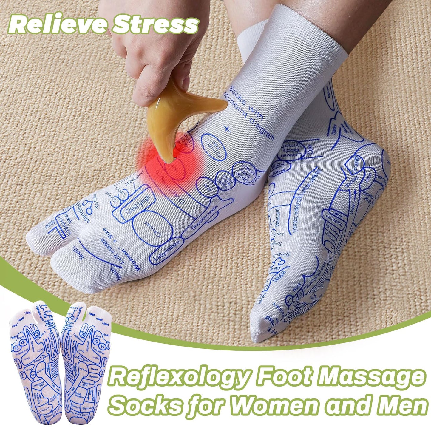 Reflexology Socks with Massage Tool – Acupressure Socks for Fatigue Relief & Circulation (Small Size)