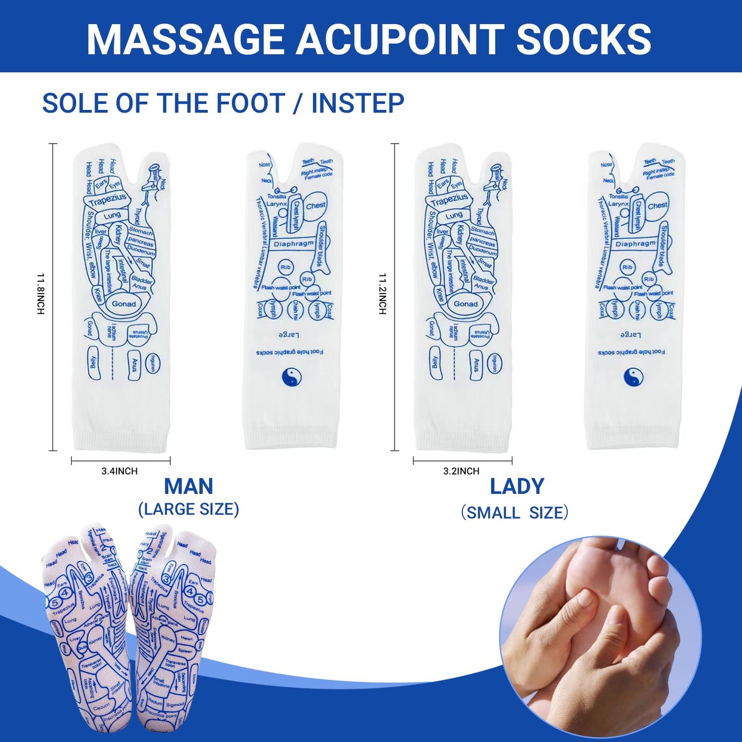 Reflexology Socks with Massage Tool – Acupressure Socks for Fatigue Relief & Circulation (Small Size)