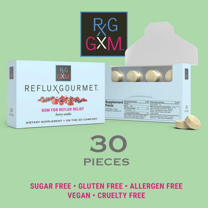 Reflux Gourmet Berry Soothe Gum – Alginate Therapy Gum for Acid Reflux, Digestive & Oral Health | Sugar Free, Gluten Free, Vegan