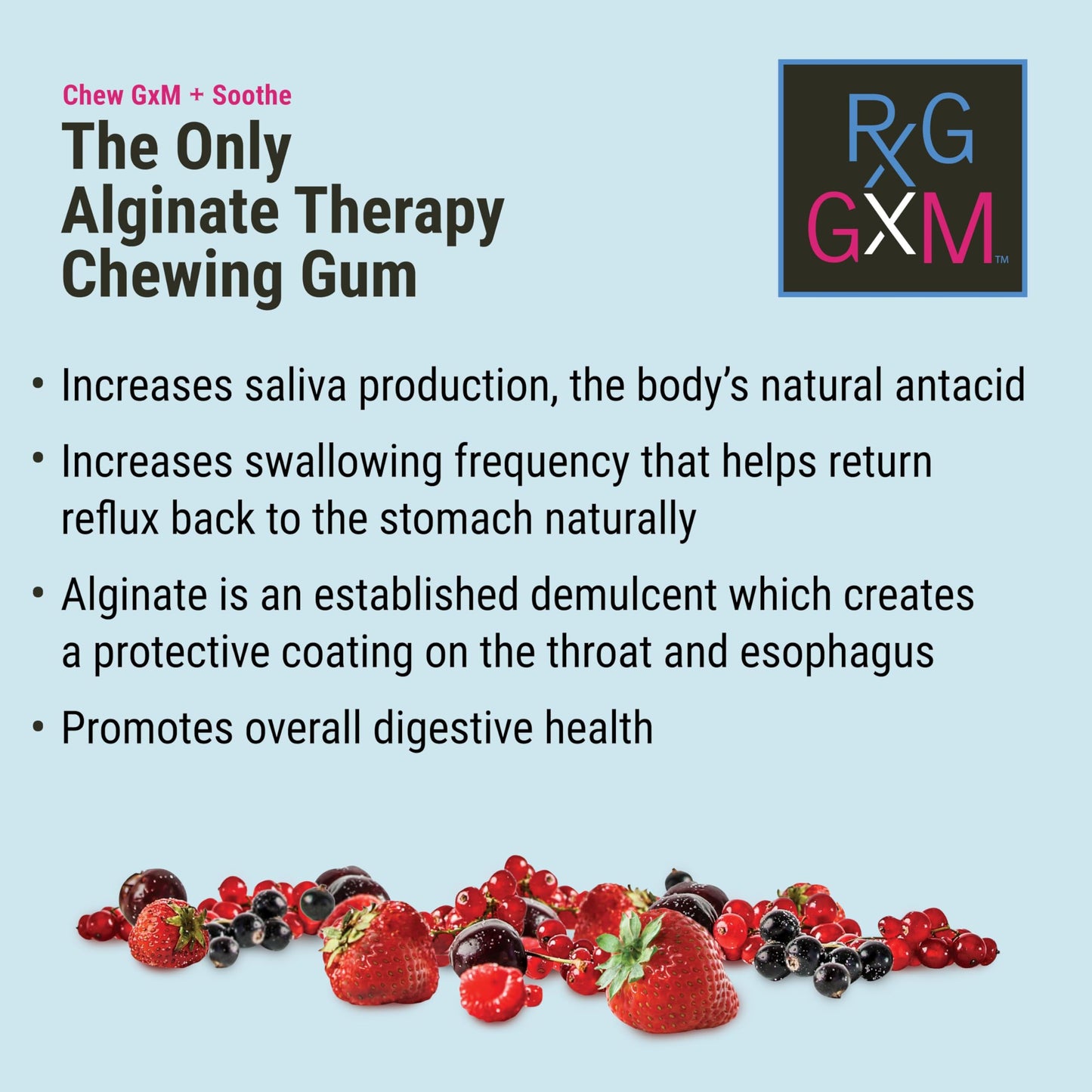 Reflux Gourmet Berry Soothe Gum – Alginate Therapy Gum for Acid Reflux, Digestive & Oral Health | Sugar Free, Gluten Free, Vegan