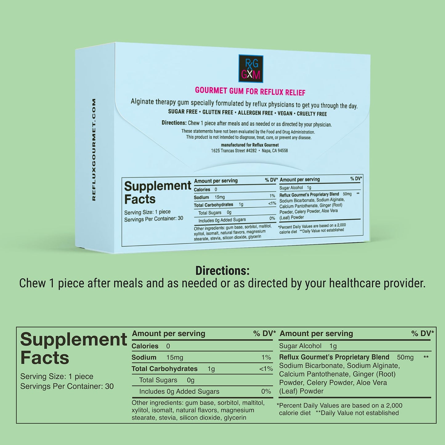 Reflux Gourmet Berry Soothe Gum – Alginate Therapy Gum for Acid Reflux, Digestive & Oral Health | Sugar Free, Gluten Free, Vegan