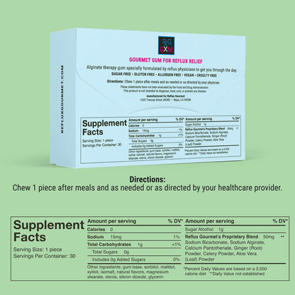 Reflux Gourmet Berry Soothe Gum – Alginate Therapy Gum for Acid Reflux, Digestive & Oral Health | Sugar Free, Gluten Free, Vegan