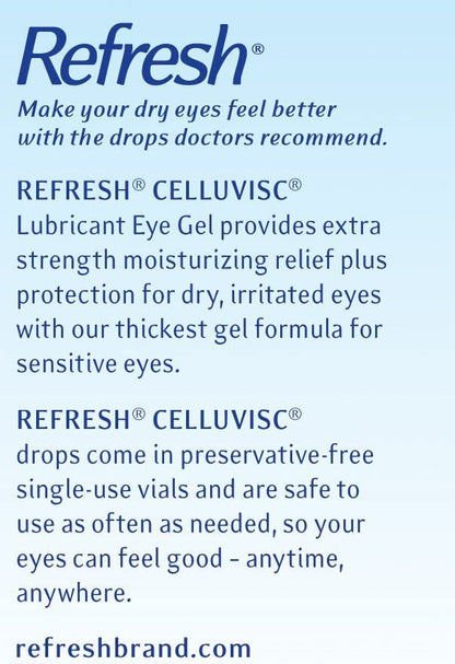 Refresh Celluvisc Lubricant Eye Gel — Preservative-Free, Single-Use Vials (Pack of 3)