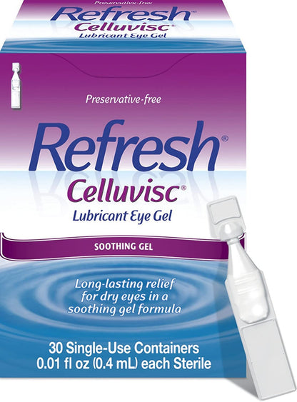 Refresh Celluvisc Lubricant Eye Gel — Preservative-Free, Single-Use Vials (Pack of 3)