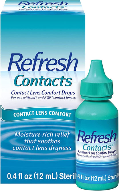 Refresh Contacts Lubricant Eye Drops 0.4 oz Sterile 5 Pack | Lens Comfort