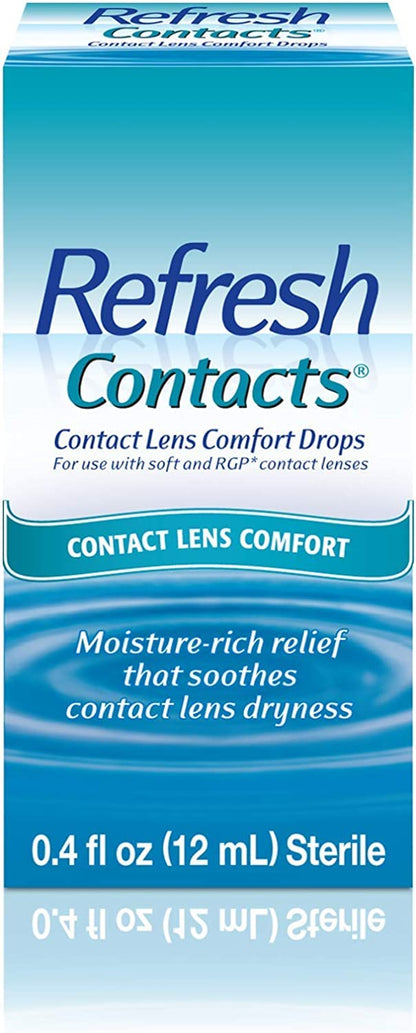 Refresh Contacts Lubricant Eye Drops 0.4 oz Sterile 5 Pack | Lens Comfort