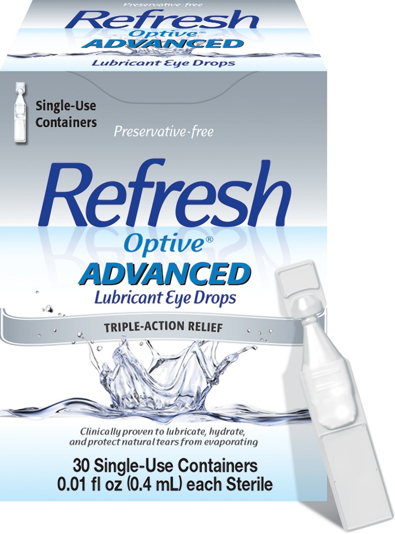 Refresh Optive Advanced Preservative-Free Lubricant Eye Drops – 30 Single-Use Vials