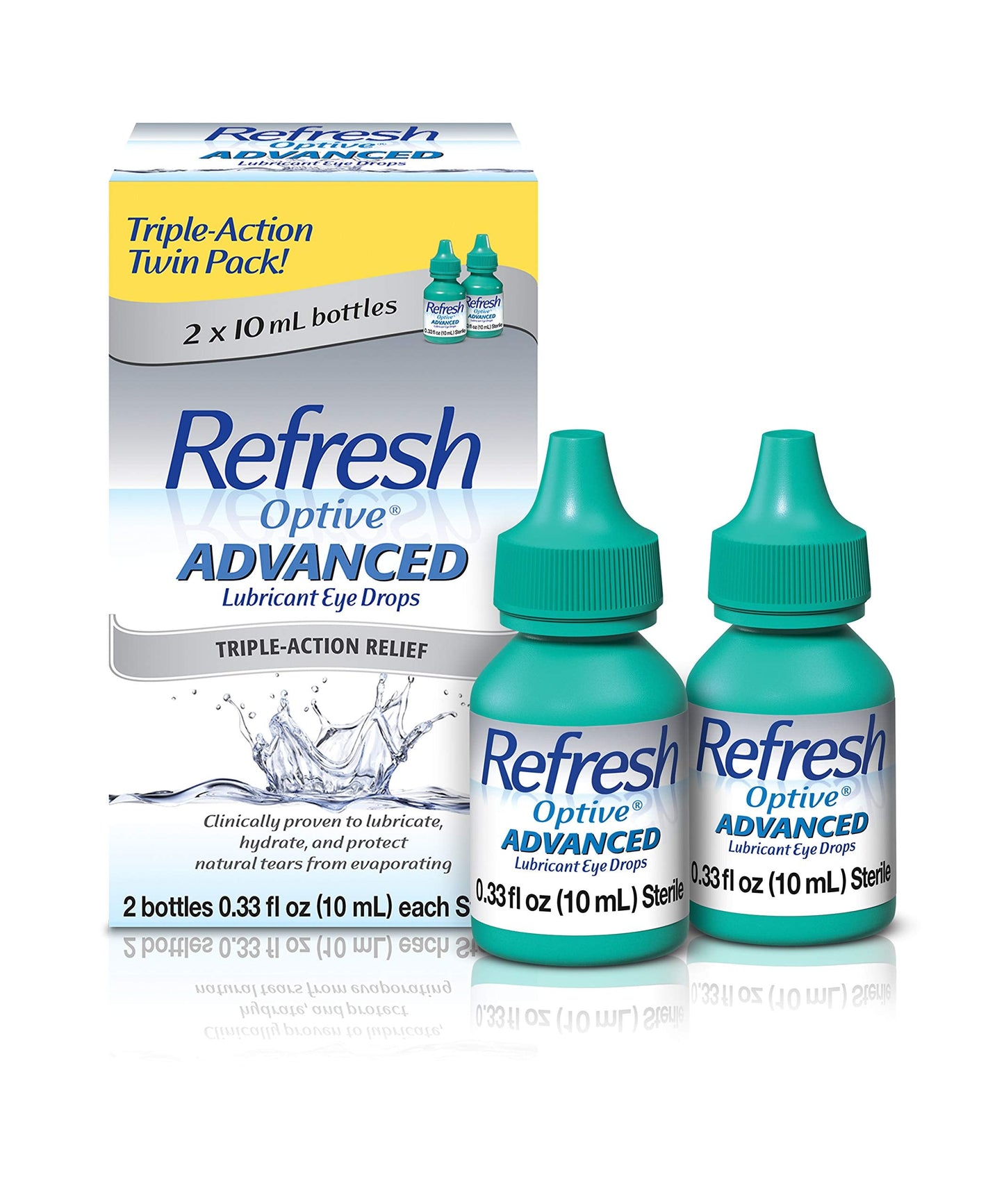 Refresh Optive Advanced Lubricant Eye Drops for Dry Eyes – 2 Count, 0.33 fl oz