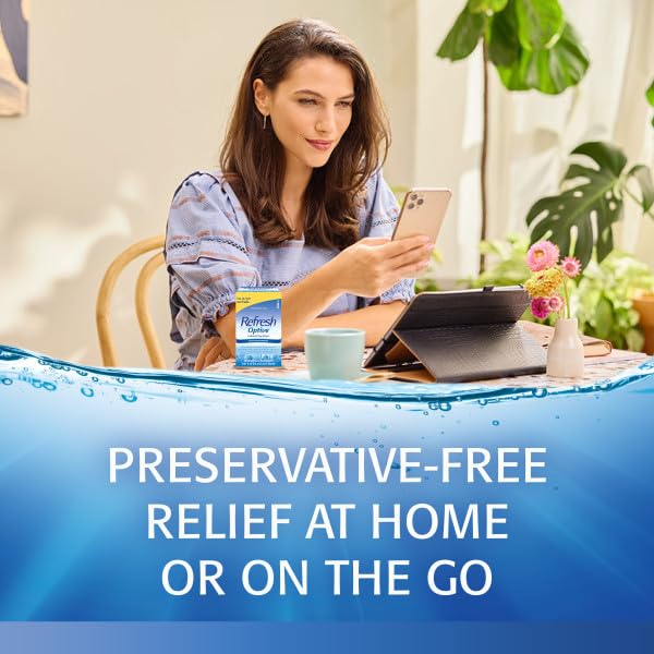 Refresh Optive Lubricant Eye Drops – Preservative-Free, 60-Count Single-Use Vials