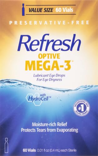 Refresh Optive Mega-3 Preservative-Free Eye Drops | 60 Single-Use Vials