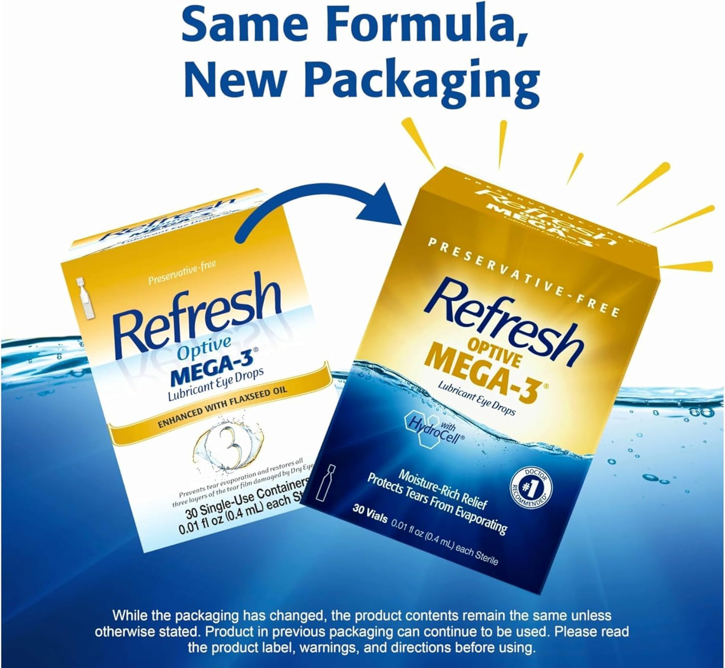 Refresh Optive Mega-3 Eye Drops — Preservative-Free Lipid-Enhancing Lubricant (30 ea x 3)