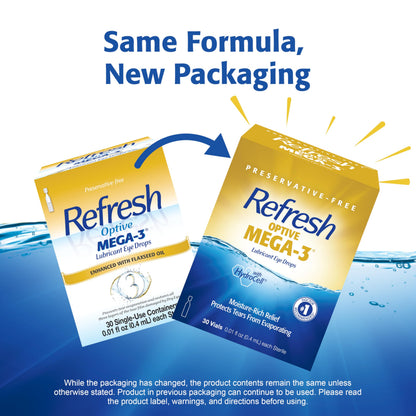 Refresh Optive Mega-3 Preservative-Free Eye Drops — 0.4 mL, 30 Single-Use Vials