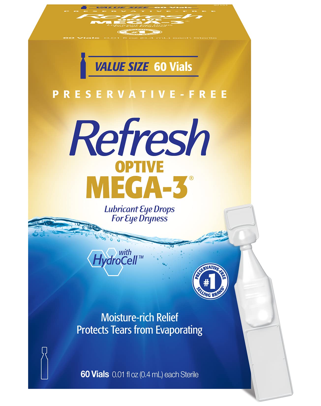 Refresh Optive Mega-3 Preservative-Free Eye Drops | 60 Single-Use Vials
