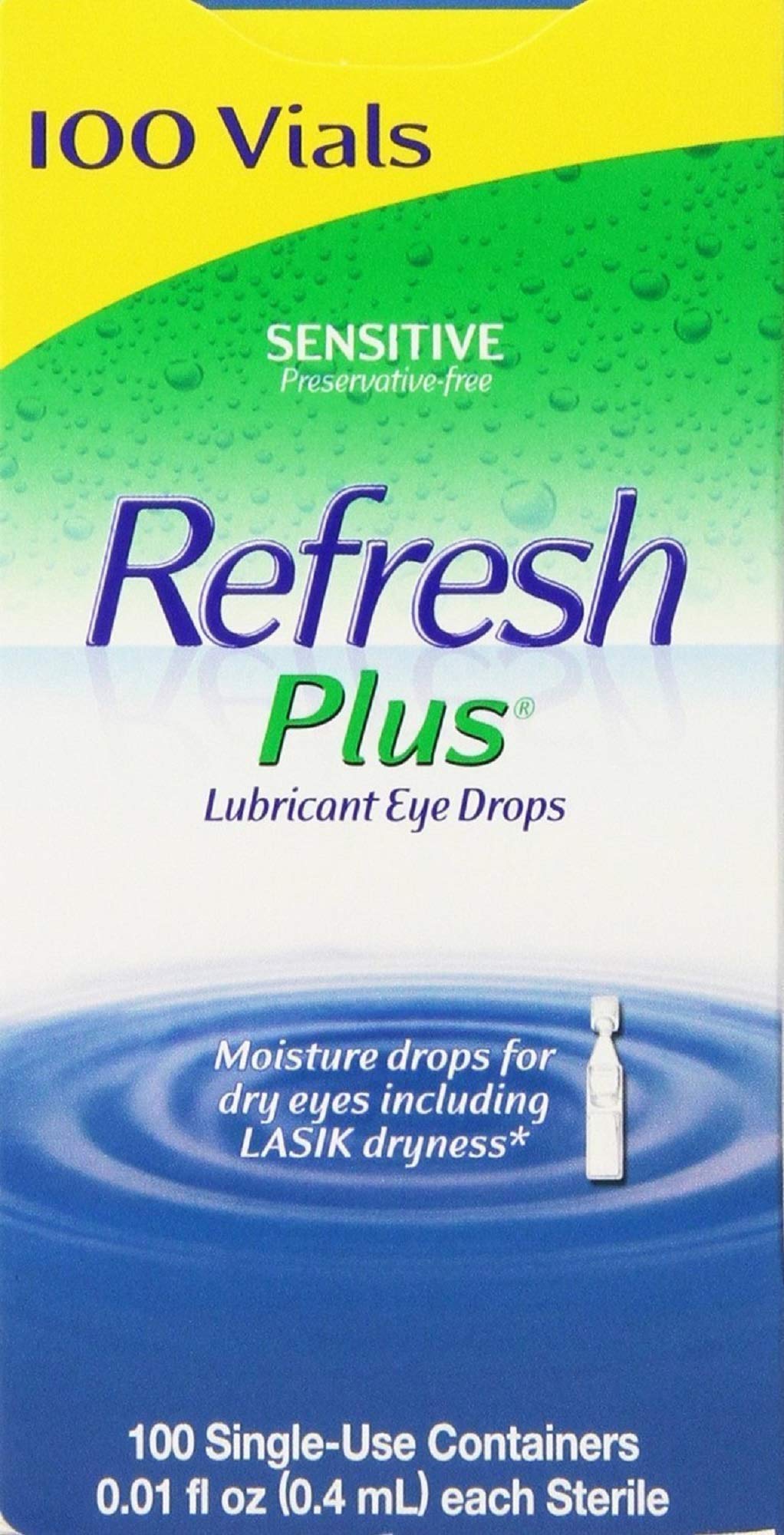 Refresh Plus Lubricant Eye Drops – 2-Pack, 100-Count Single-Use Vials