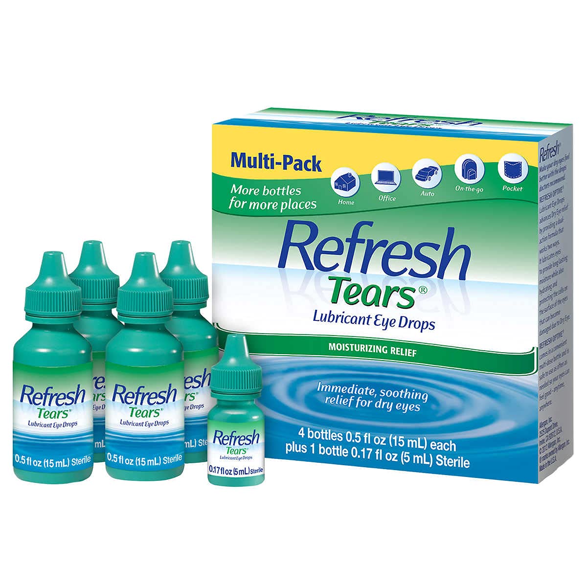 Refresh Tears Lubricant Eye Drops – 4x15 ml + 1x5 ml | Gentle Eye Moisture & Comfort